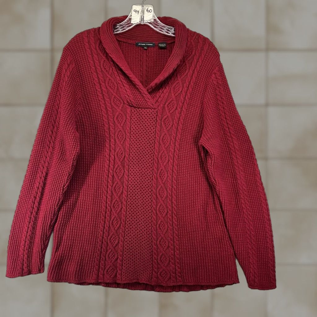 Vintage VINTAGE JEANNE PIERRE Women's XL Brick Red Multi Knit Sweater All Cotton Womens Size XL / US 12-14 / IT 48-50 - 1 Thumbnail