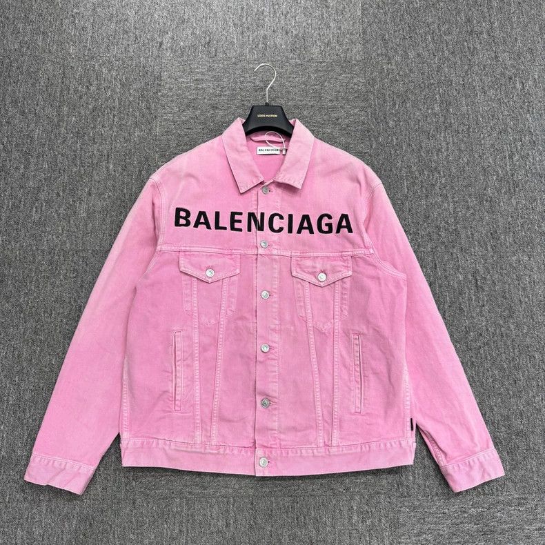 Balenciaga Balenciaga Embroidered Pink Denim Jacket Size US M / EU 48-50 / 2 - 1 Thumbnail