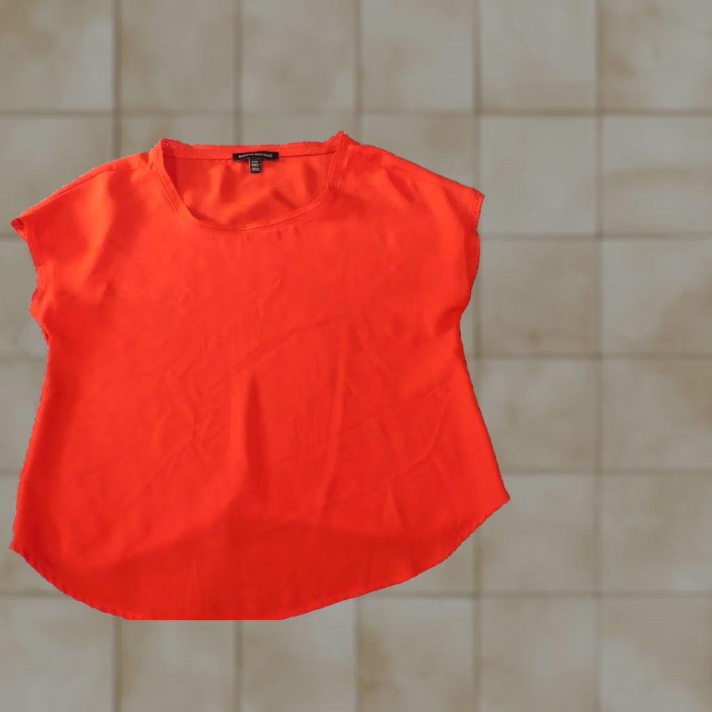 Banana Republic Banana Republic Blouse Womens P2XS Petite Red Crew Neck Short Sleeve Pullover Top Casual Classic Stretch Modal Polyester Rayon XS? Size XXS / US 00 / IT 34 - 1 Thumbnail