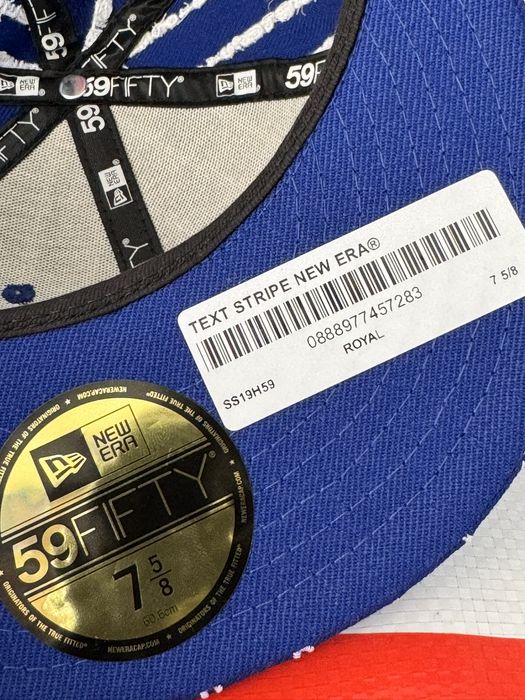 Supreme Supreme Text Stripe New Era Cap Royal HAT 7 5/8 | Grailed