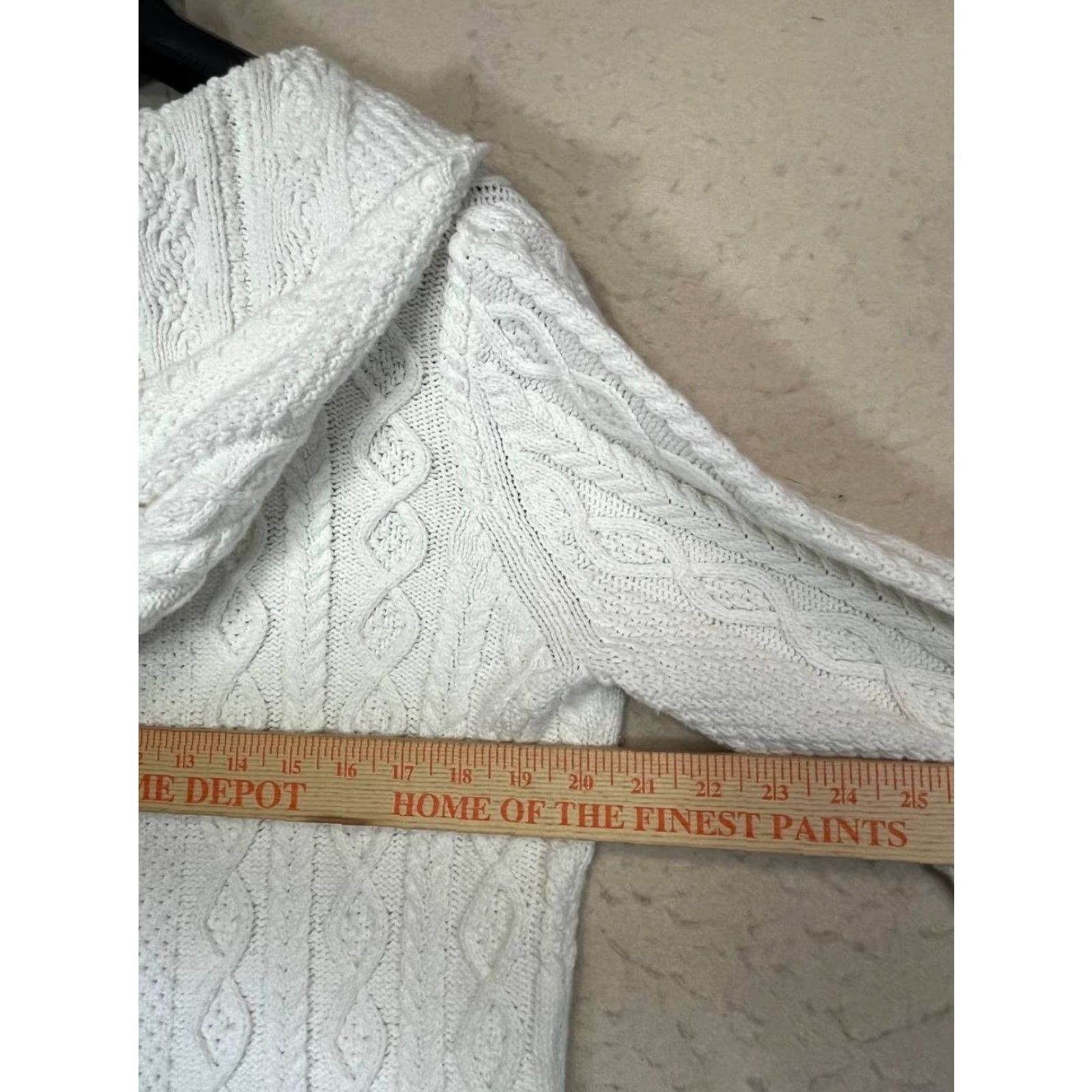 Ralph Lauren Vtg Polo Jeans Ralph Lauren Sweater White Cable Knit Hooded Pullover Women's M Size M / US 6-8 / IT 42-44 - 3 Thumbnail