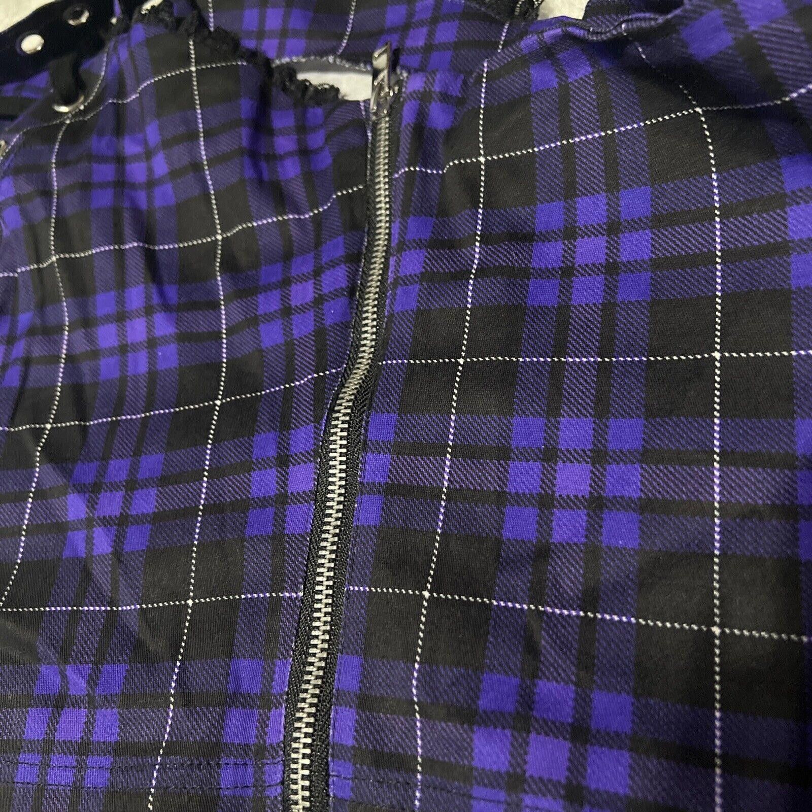 Designer XXL 2X Purple Plaid Punk Top Buckle Goth Dolls Kill Crop Top Size XXL / US 16-18 / IT 52-54 - 5 Thumbnail
