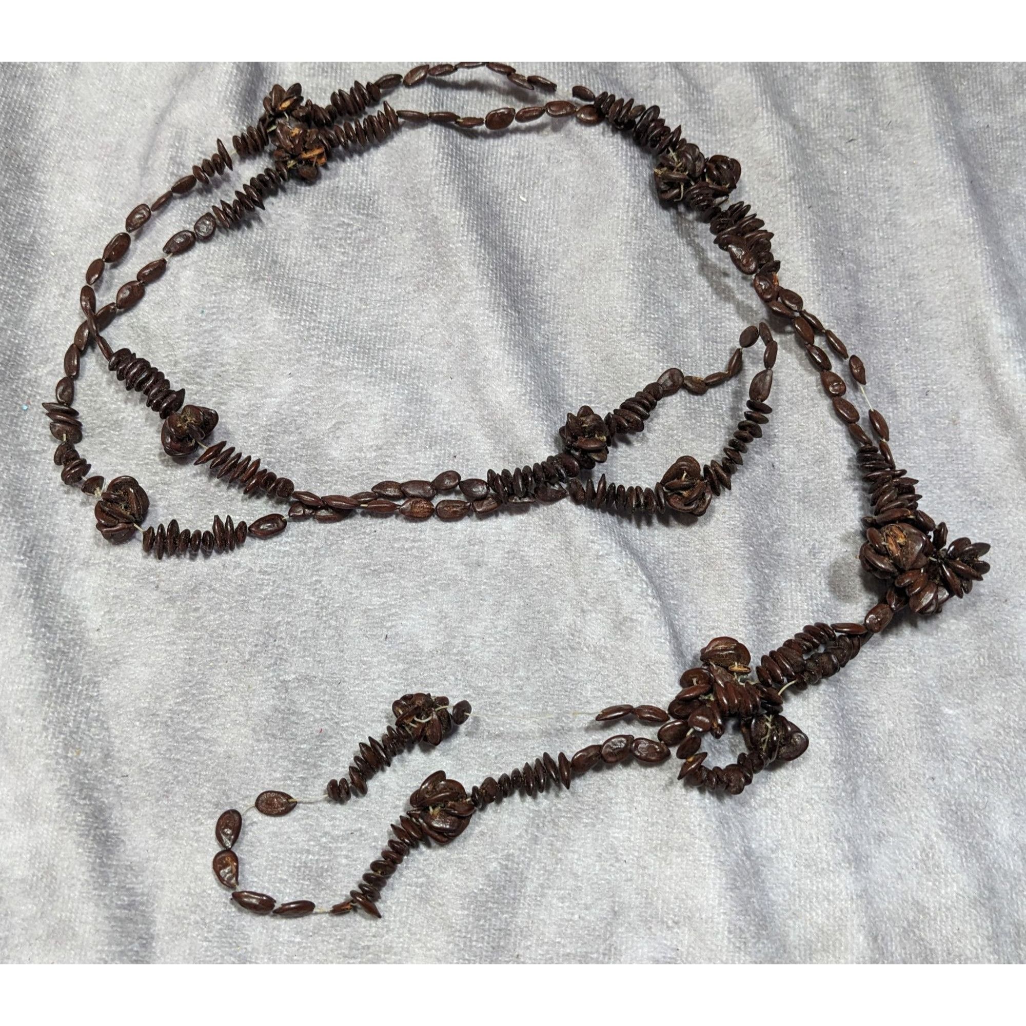 Handmade Handcrafted Apple Seed Dark Brown Beaded Necklace Size ONE SIZE - 5 Thumbnail