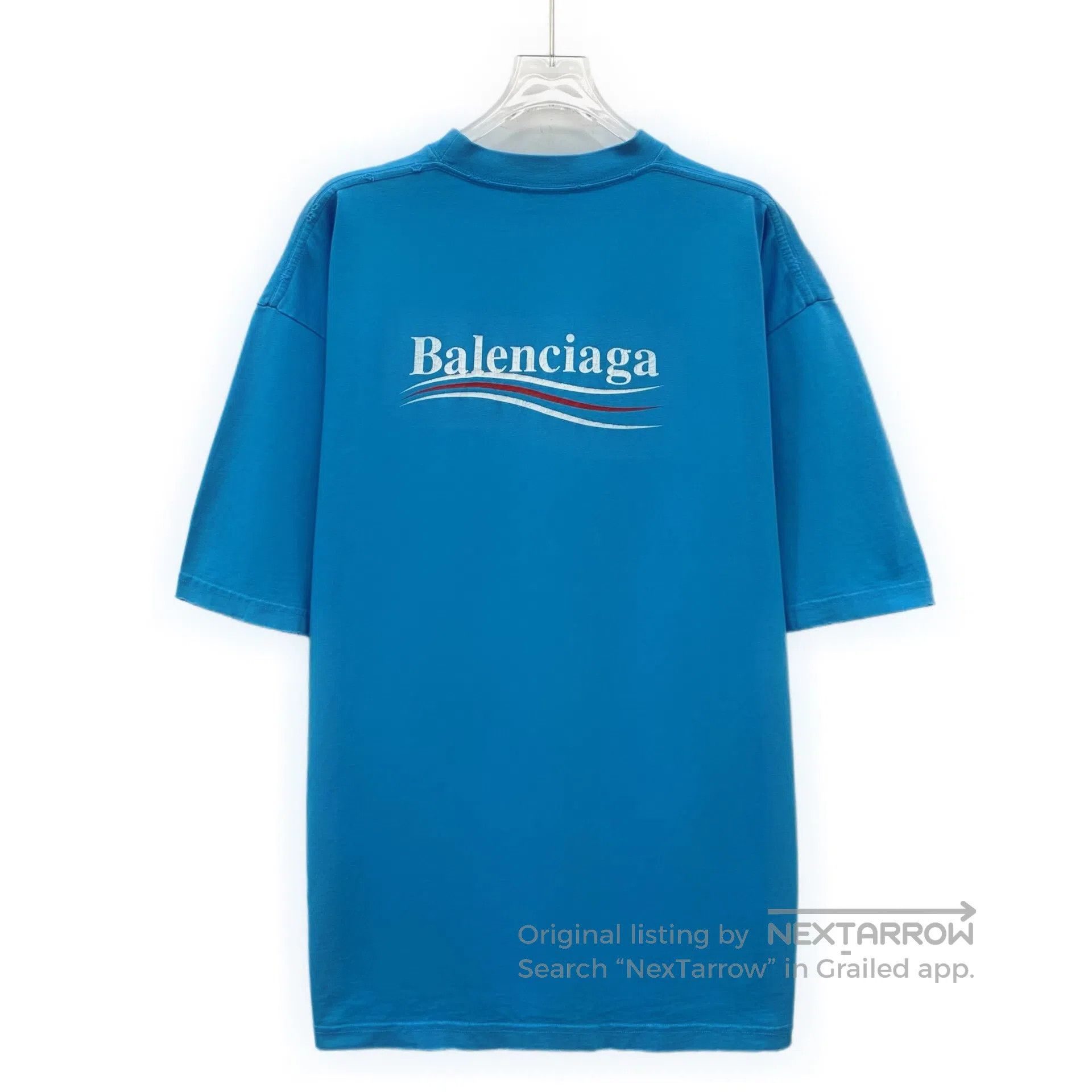 Balenciaga Balenciaga Blue cotton round neck short sleeve T-shirt wit Size US M / EU 48-50 / 2 - 2 Thumbnail