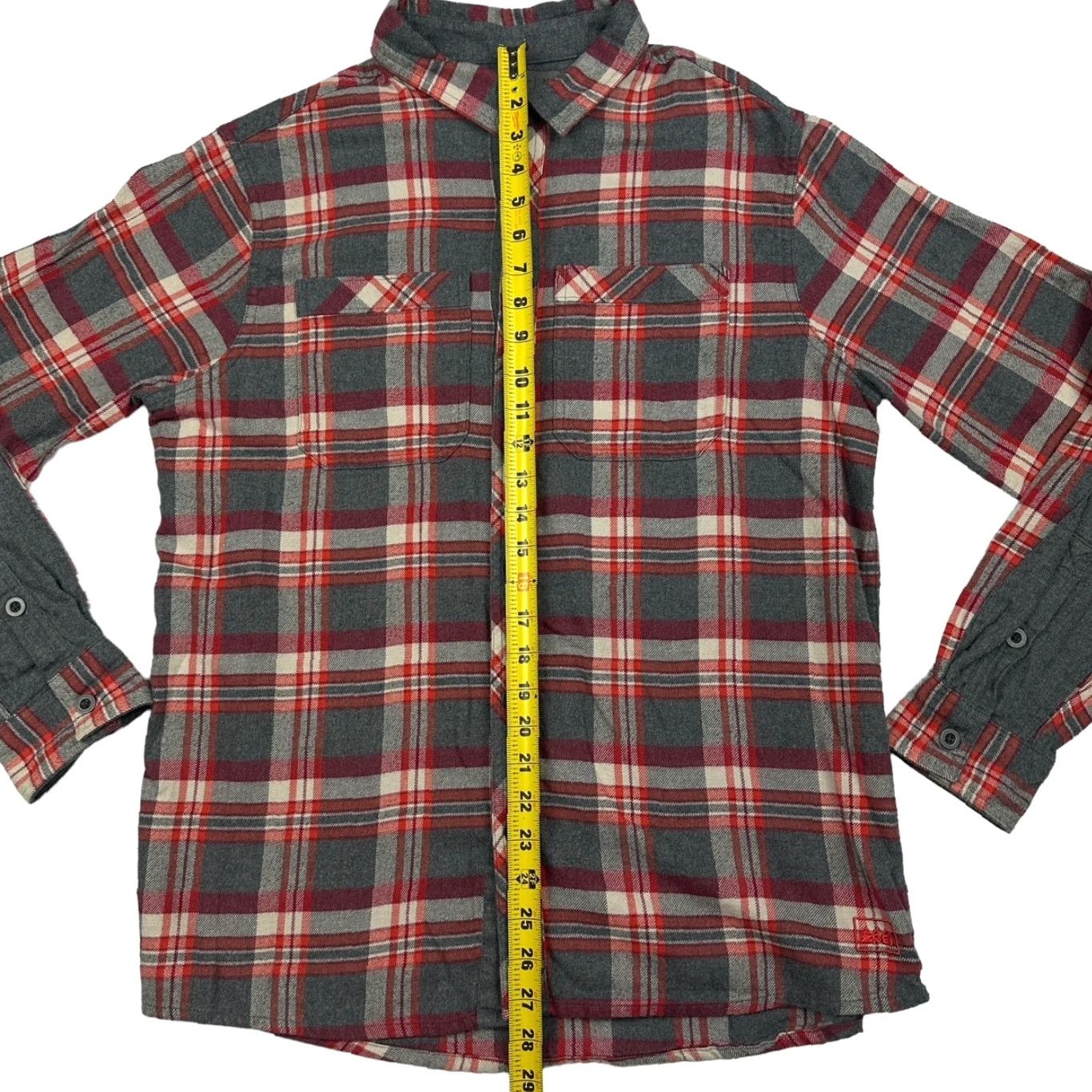 REI Flannel Shirt Men's Cotton Long Sleeve Red Black Plaid • Medium