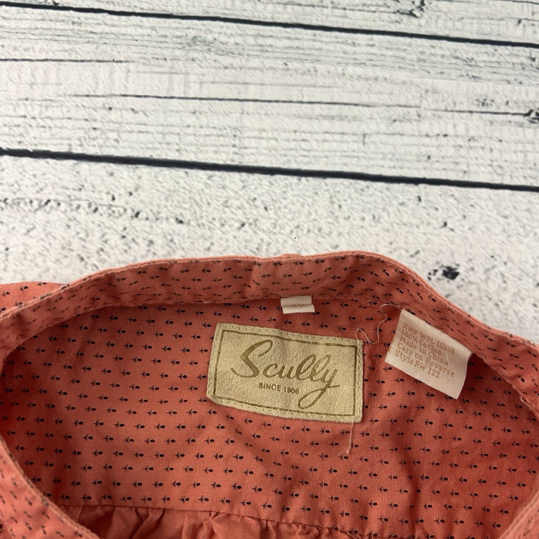 Scully Scully Long Sleeve Floral Print Button Front Shirt Men's 4X Coral Orange Size US XXL / EU 58 / 5 - 2 Thumbnail
