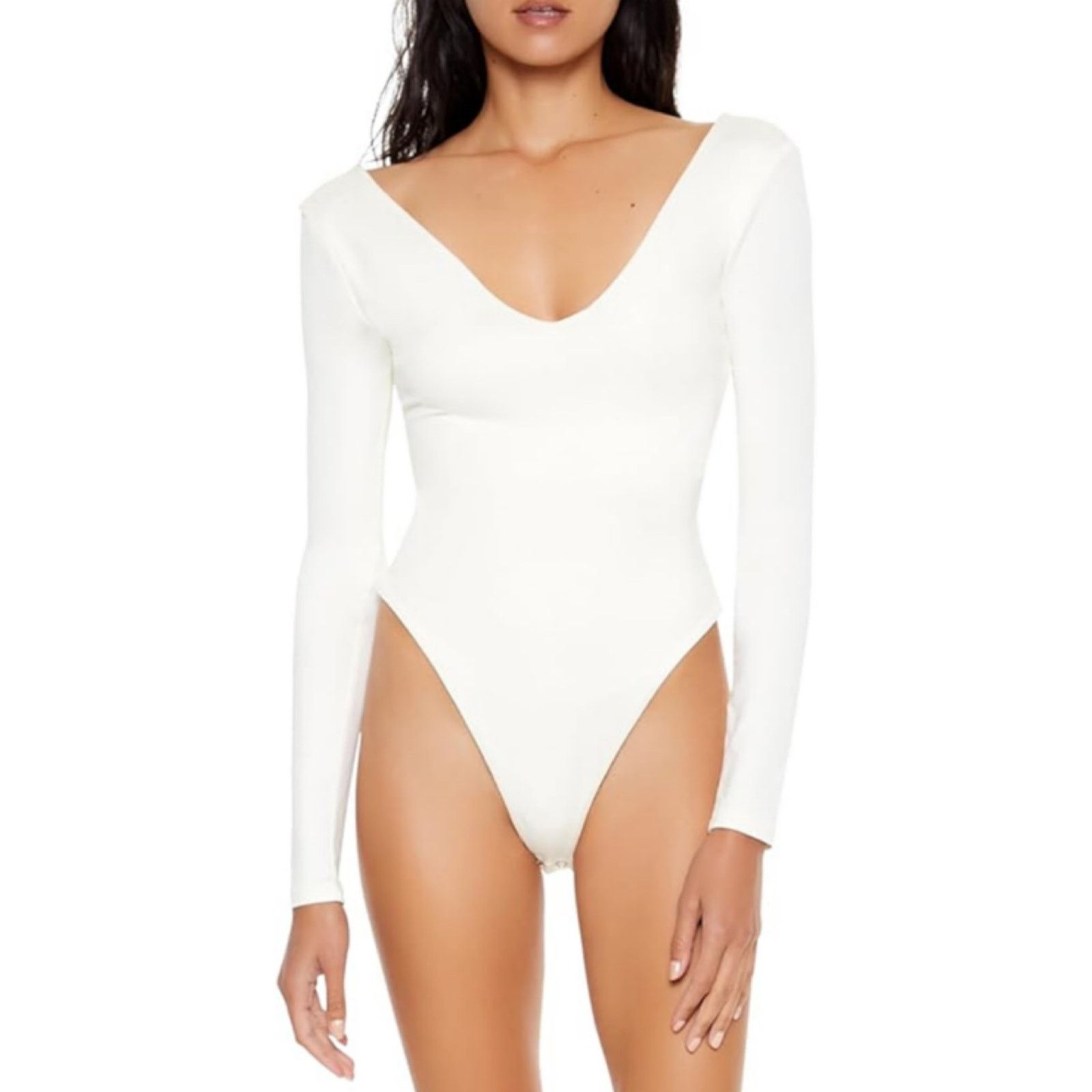 Forever 21 Forever 21 Black Contour Sculpt Satin Thong Bodysuit NWT XS Size XS / US 0-2 / IT 36-38 - 22 Thumbnail