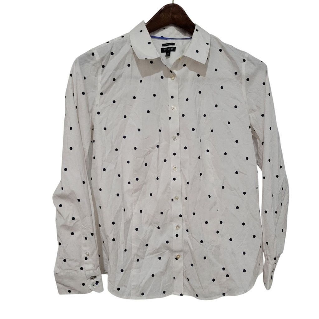 Talbots Talbots Polka-dot Long-Sleeves Fitted Button-Up Shirt 12 Size XL / US 12-14 / IT 48-50 - 1 Thumbnail