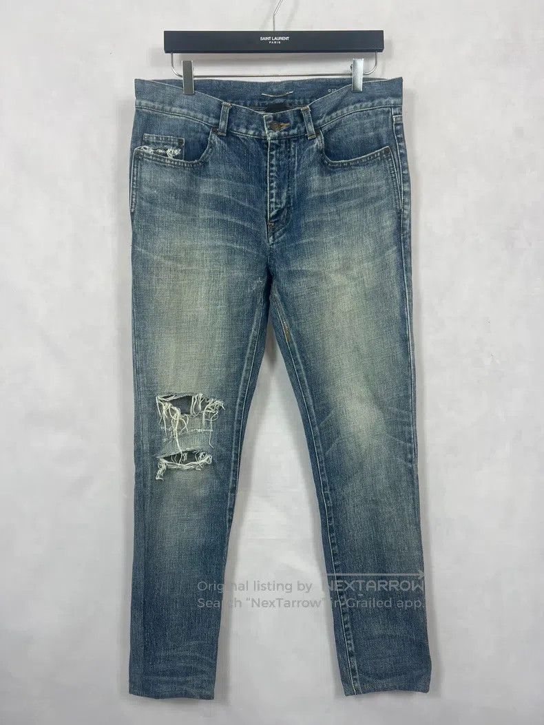 Saint Laurent Paris Saint Laurent Paris Cut Patch Destroyed Jeans Size US 33 - 1 Thumbnail