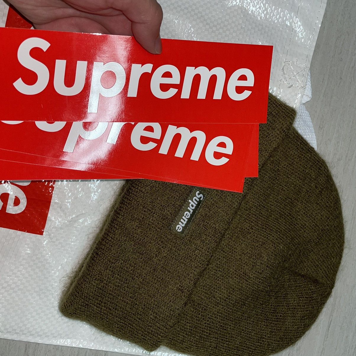 Supreme Supreme Mohair Beanie Mini Box Logo Army Green Size ONE SIZE - 5 Thumbnail