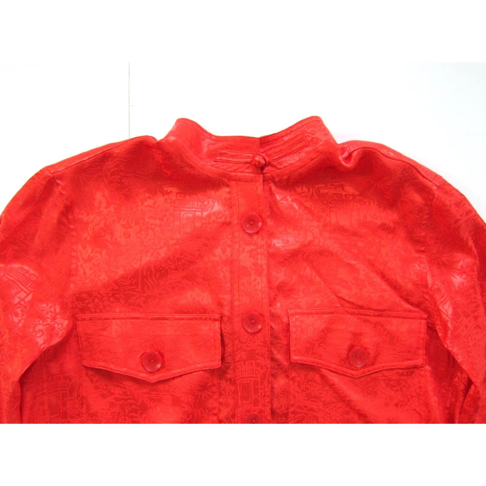 Vintage NWT Mukzin Red Satin Silky Pocket Button Down Long Sleeve Asian Blouse S 160/84A Red Satin Blouse with Pockets Size S / US 4 / IT 40 - 5 Thumbnail