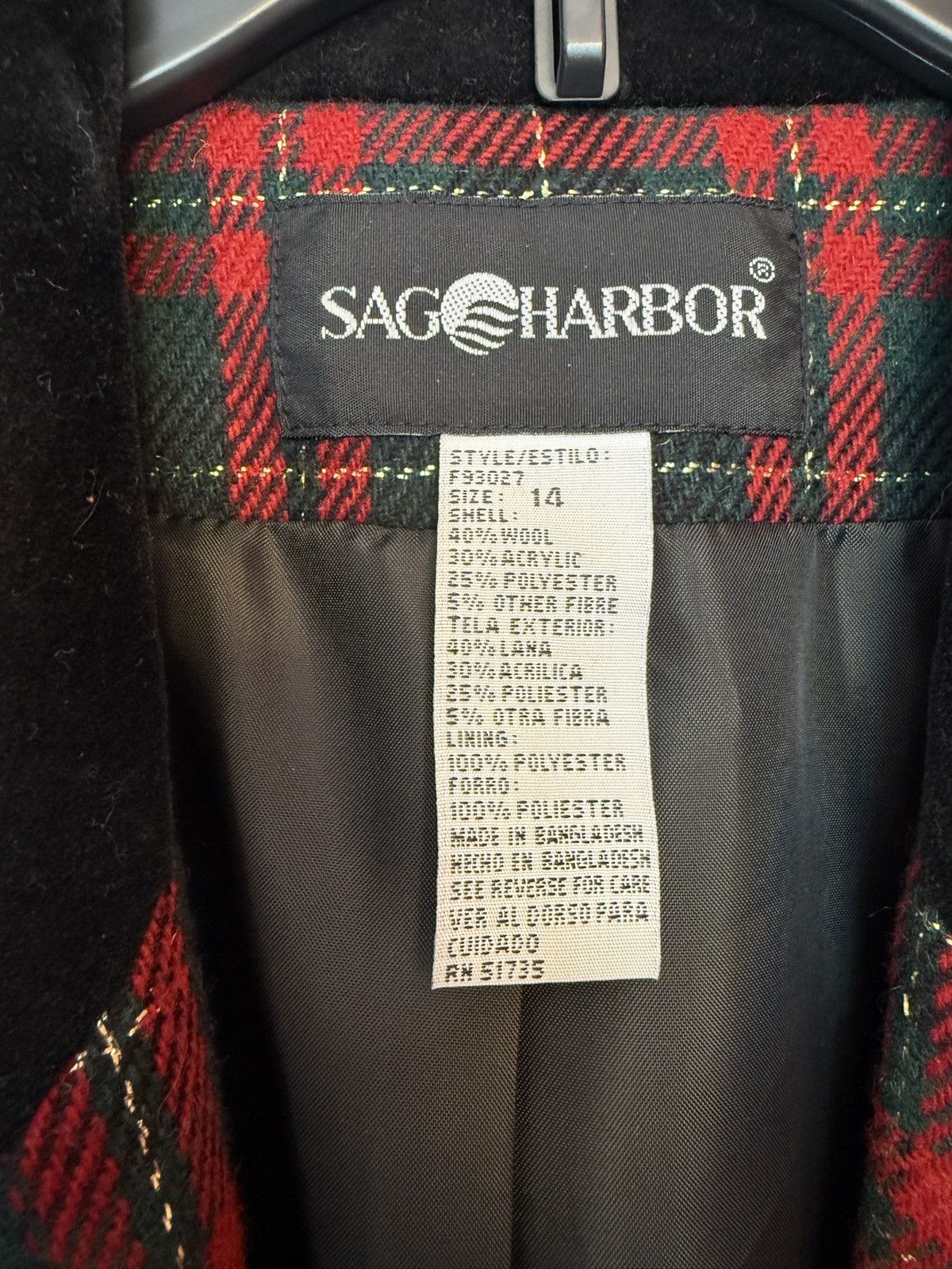 Other Sag Harbor Women Vtg Tartan Plaid Wool Holiday Blazer-14 Size XL / US 12-14 / IT 48-50 - 2 Thumbnail