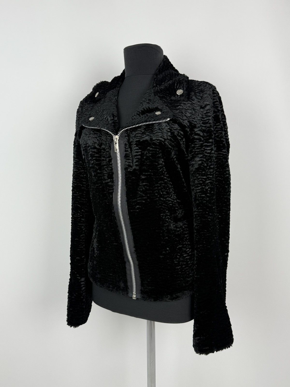 Y2K Tripp NYC Black Textured Velvet Moto Rider Jacket Gothic