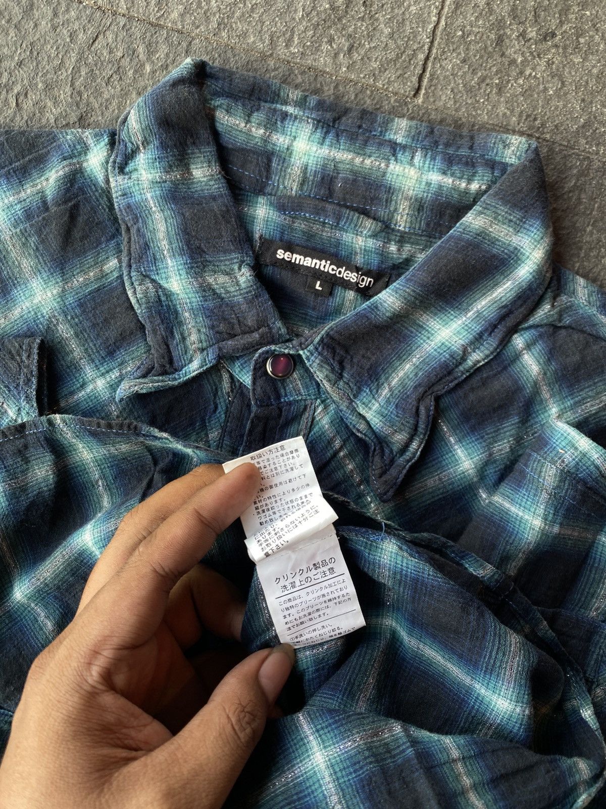 semanticdesign semantic design flannelshirt stone button kmrii lgb style Size US L / EU 52-54 / 3 - 7 Thumbnail