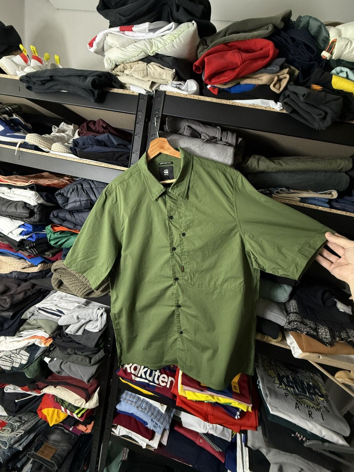 G-Star G-Star RAW Mens Shirt XL Green Short Sleeve Button Up Casual Size US XL / EU 56 / 4 - 7 Thumbnail