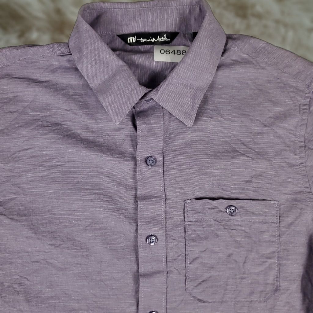 TravisMathew Travis Mathew Shirt Mens Small Purple Button-Up Short Sleeve Size US S / EU 44-46 / 1 - 1 Thumbnail