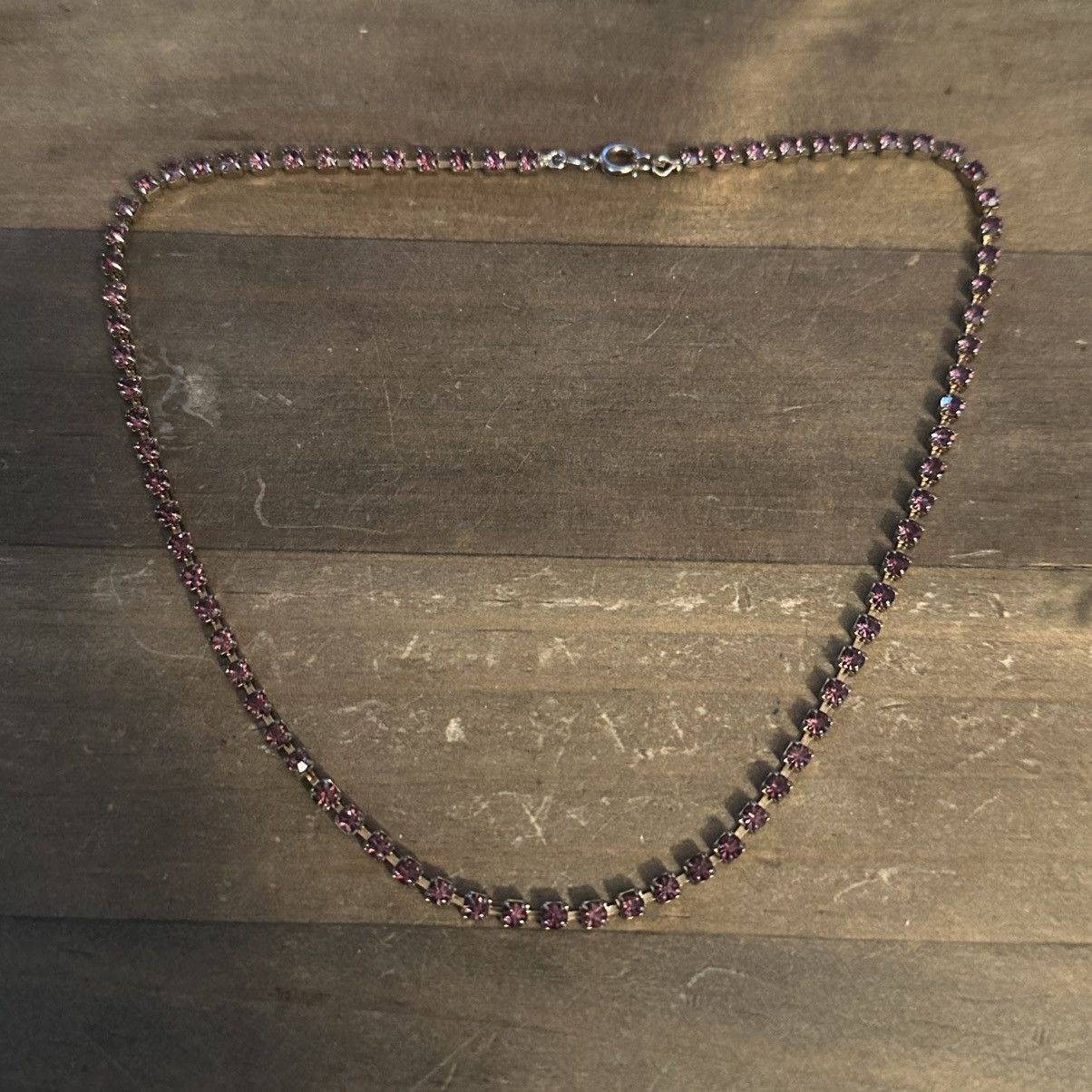 Vintage Vintage gold tone pink tennis necklace Size ONE SIZE - 2 Thumbnail