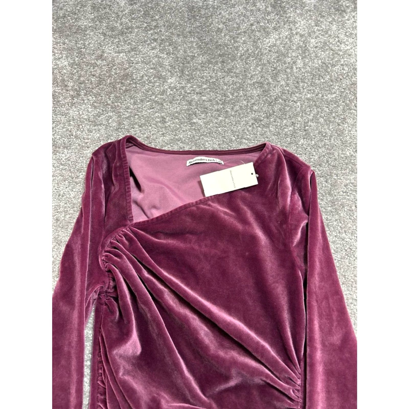 Abercrombie & Fitch Abercrombie & Fitch Velvet Mini Dress Womens Small Purple Ruched Waist New Size S / US 4 / IT 40 - 3 Thumbnail