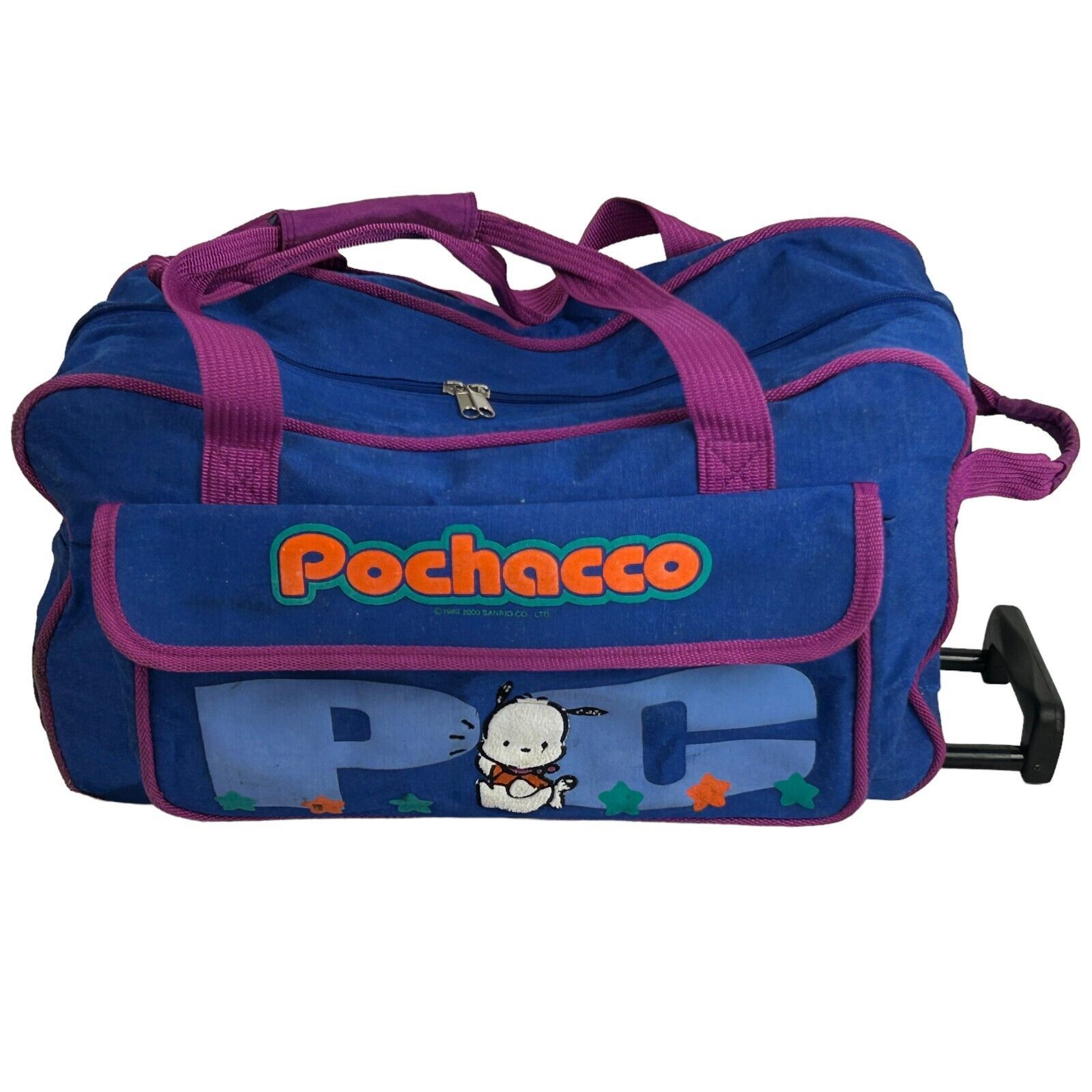 image of Sanrio Pochacco Travel Rolling Bag Vintage Y2Ks Handled 2000 in Blue, Men's