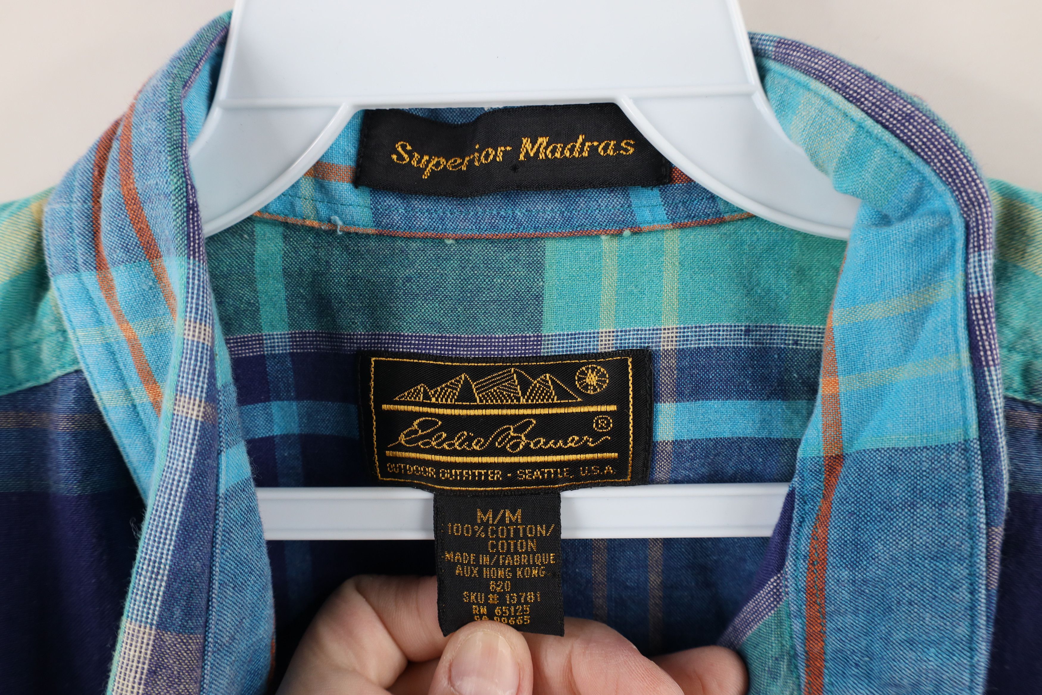 Eddie Bauer × Vintage Vintage 90s Eddie Bauer Madras Plaid Button Down Shirt Size US M / EU 48-50 / 2 - 5 Thumbnail