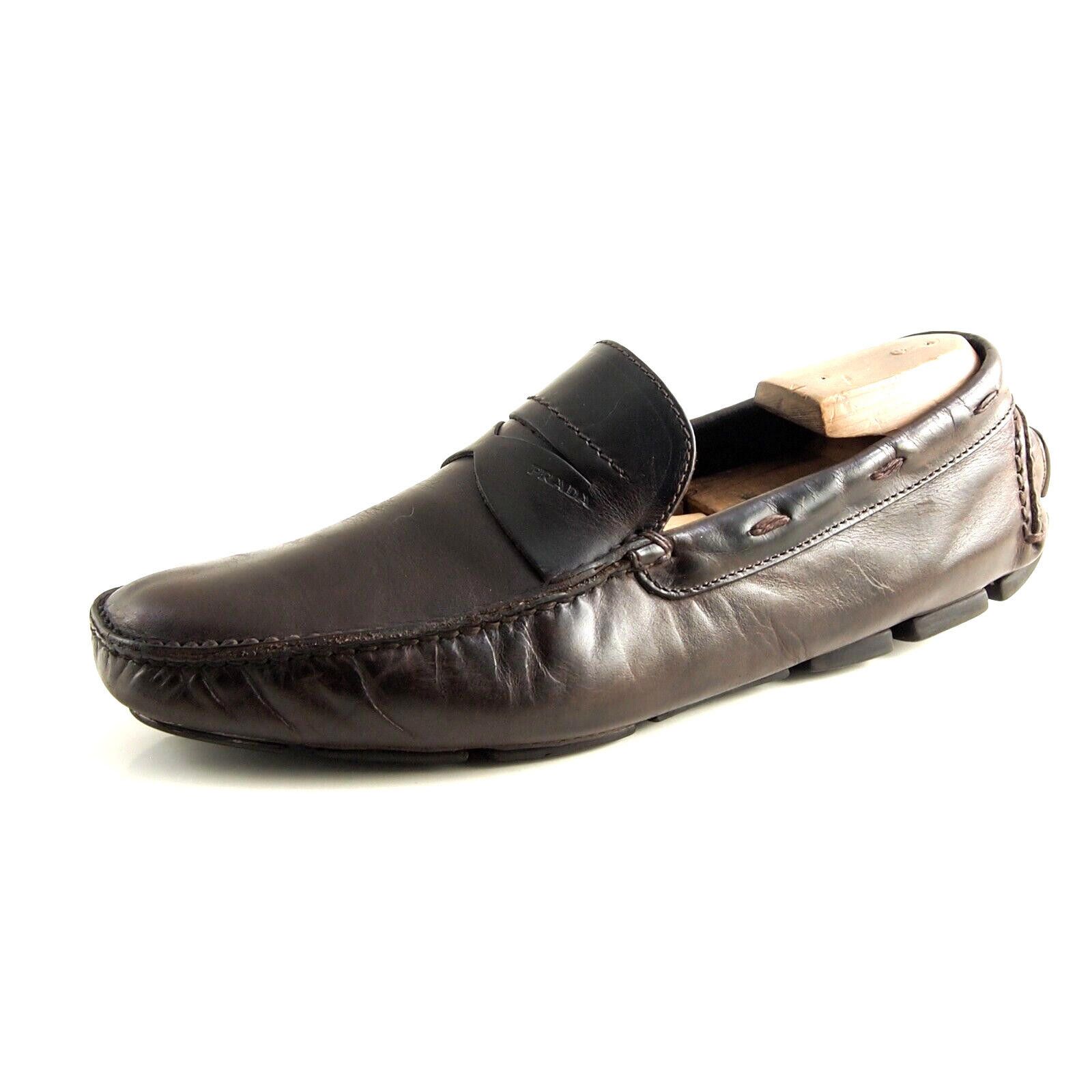 Prada Prada Driving Loafers 17200164 Brown Leather EU 41.5 US 8.5 Size US 8.5 / EU 41-42 - 1 Thumbnail