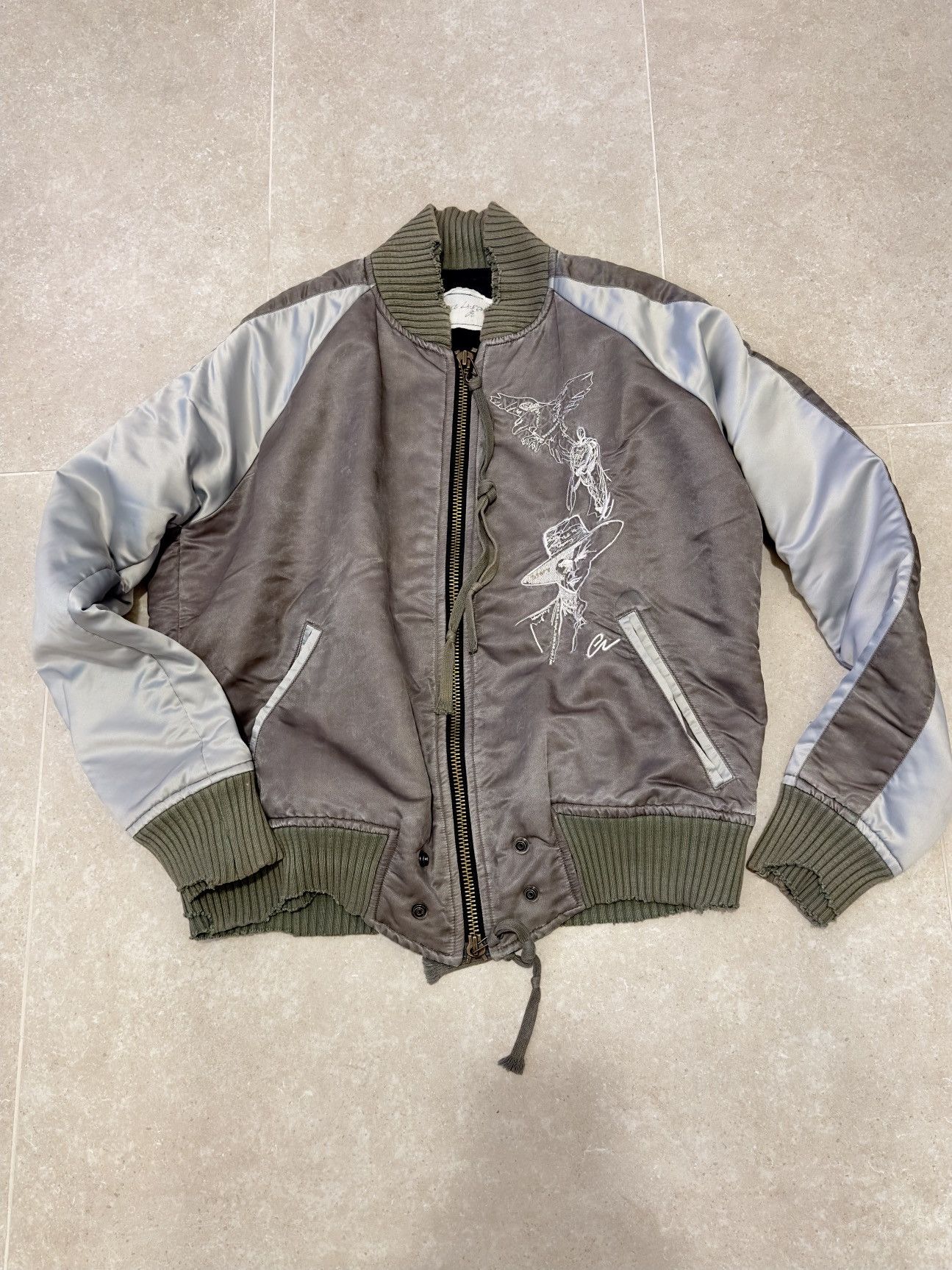Greg Lauren Greg Lauren Washed Satin Souvenir Flight Jacket Size US M / EU 48-50 / 2 - 1 Thumbnail