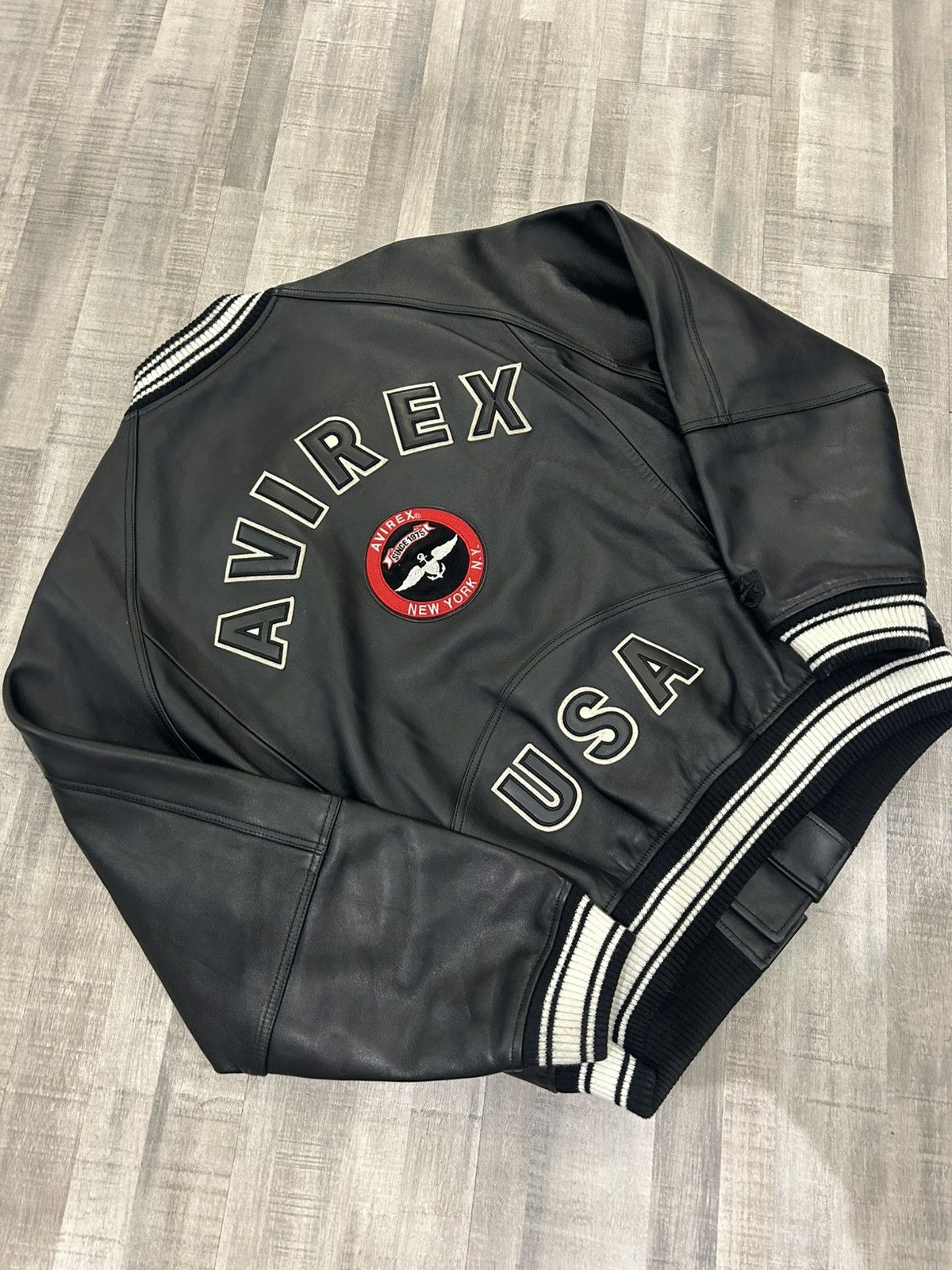 Avirex Avirex Stadium Bomber Leather Jacket Size US XXL / EU 58 / 5 - 5 Thumbnail