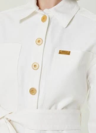 Balmain o1w1db10624 Denim Overshirt in White Size XXS / US 00 / IT 34 - 2 Thumbnail