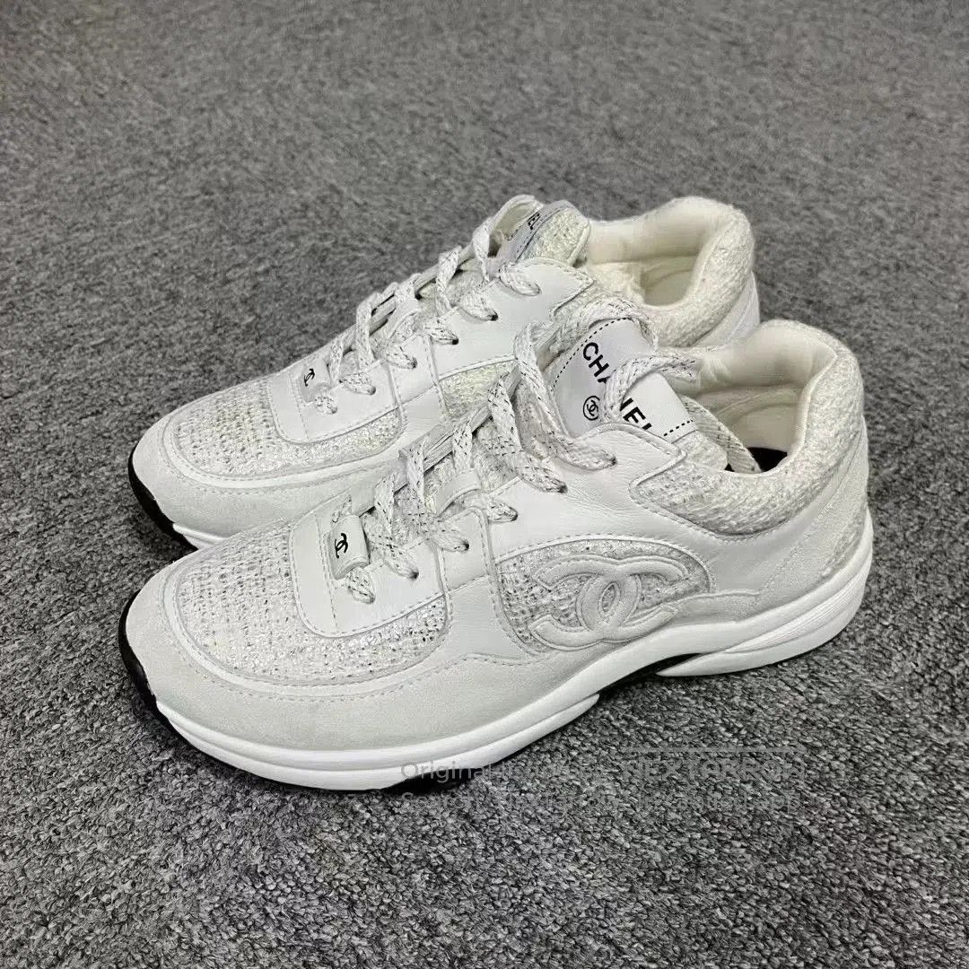 Chanel Chanel White Leather Logo Low-Top Sneakers. Size US 6.5 / IT 36.5 - 1 Thumbnail