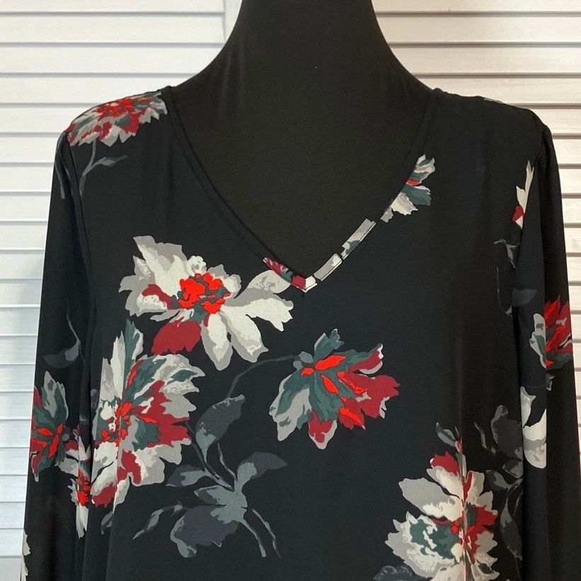 Other Chelsea & Theodore Boho Black Floral Tunic Blouse Women M Size M / US 6-8 / IT 42-44 - 5 Thumbnail