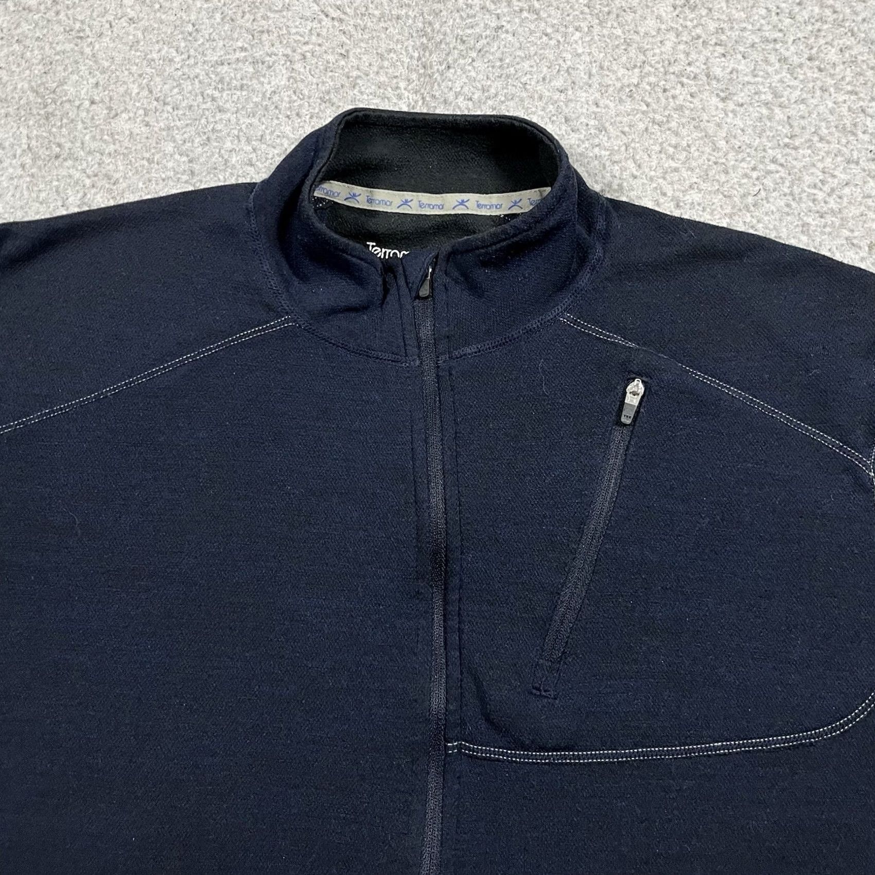 Layer 8 Terramar 1/4 Zip Mens L Base Layer Pullover Climasense Outdoor Thermal Wool Blue Shirt/Top Size US L / EU 52-54 / 3 - 4 Thumbnail