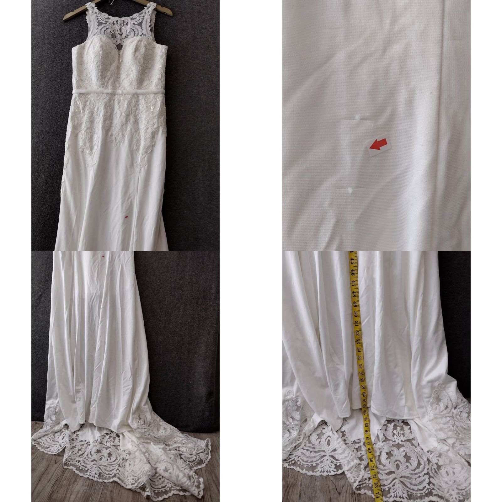 Vintage Wedding White Dress With Tank Top Sleeves Lace And Train Size 6 Dress Size US S / EU 44-46 / 1 - 9 Thumbnail