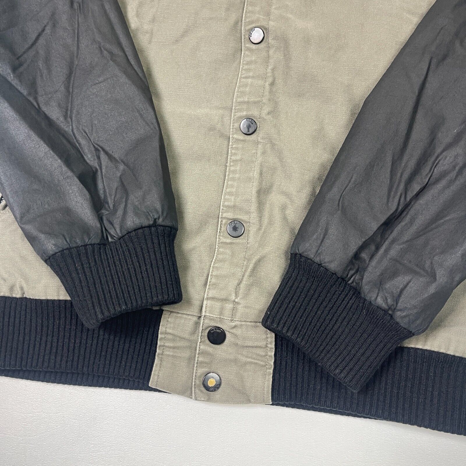 KREW Kr3w Olive Green Black Bomber Varsity Jacket size Large L Size US L / EU 52-54 / 3 - 3 Thumbnail