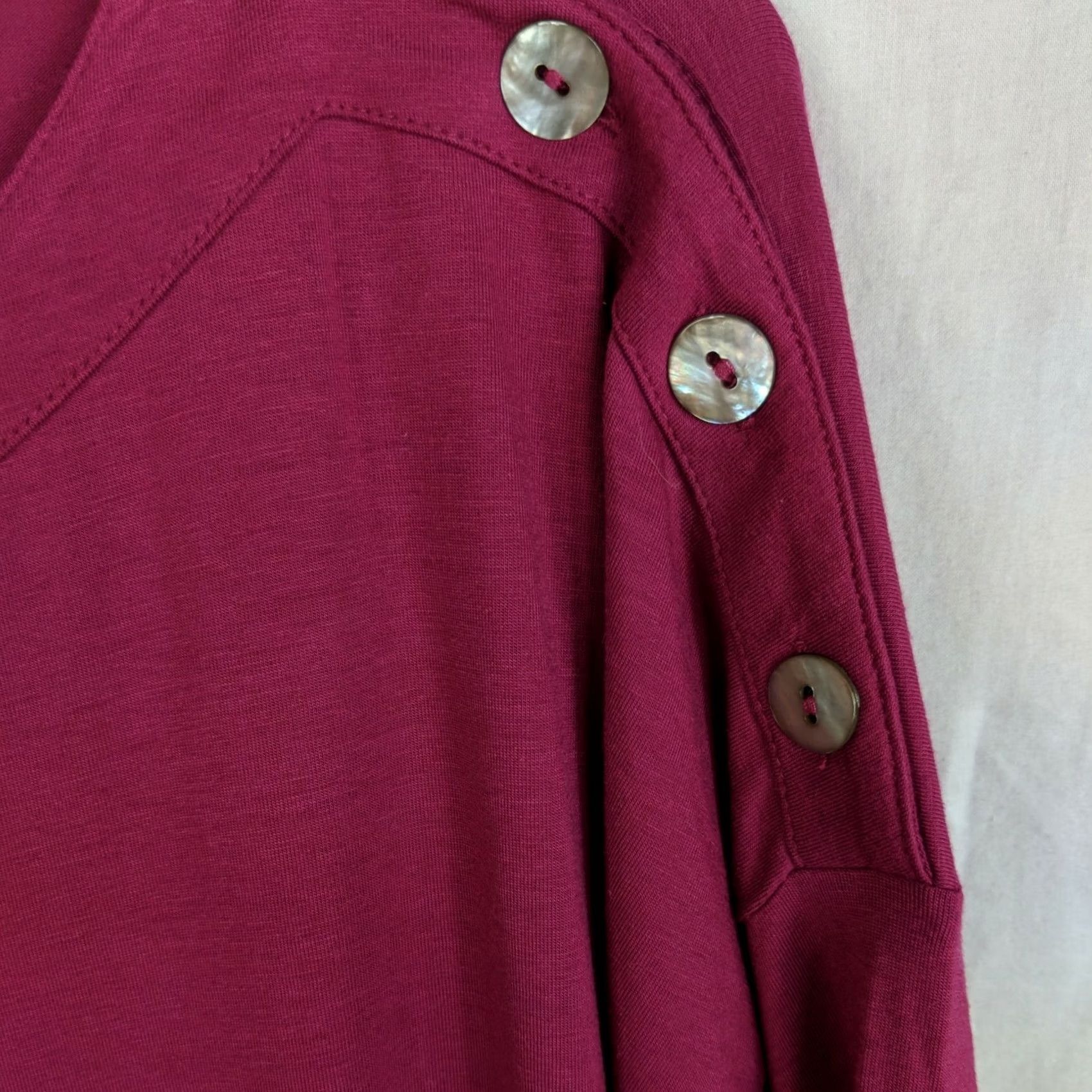 J. Jill J Jill Women's L cotton knit top 3/4 sleeve burgundy Sangria NWT Boxy Pullover Shirt Womens Size L / US 10 / IT 46 - 5 Thumbnail