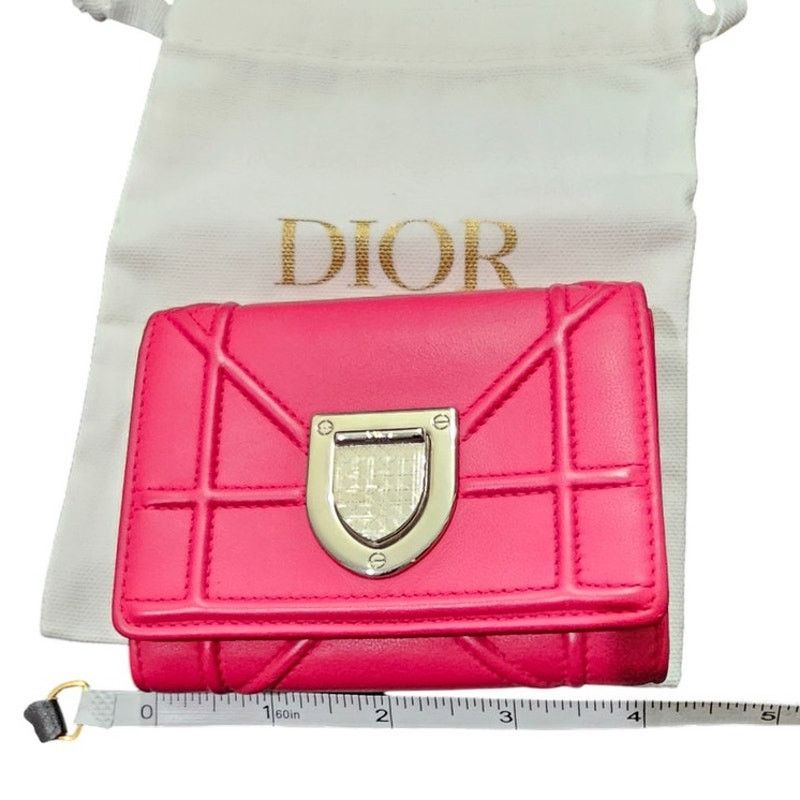 Dior Christian Dior Diorama Trifold Wallet in Pink Leather Size ONE SIZE - 8 Thumbnail