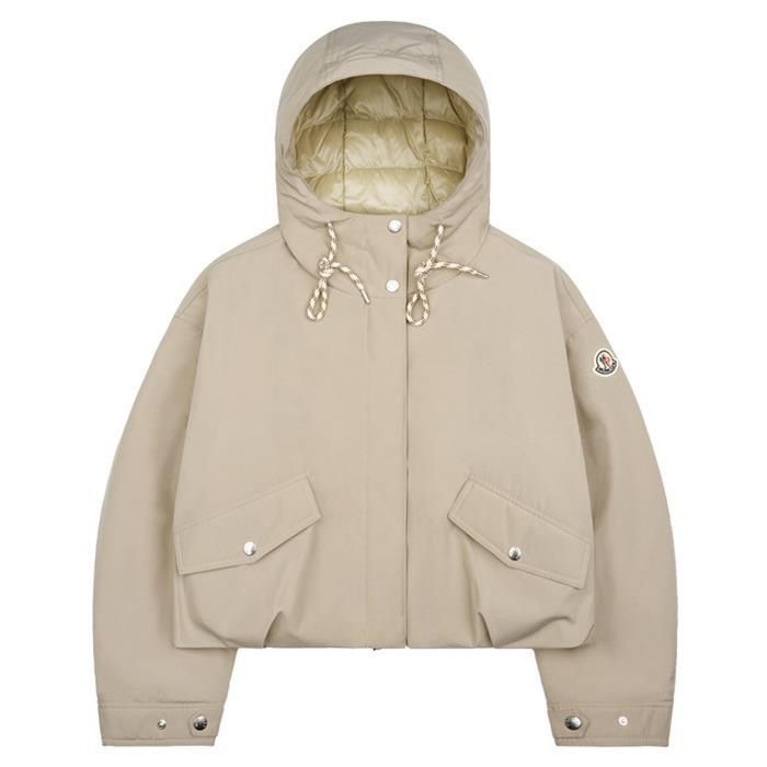 Hooded Short Down Jacket Eucalyptus in Orange, Women's (Size M)