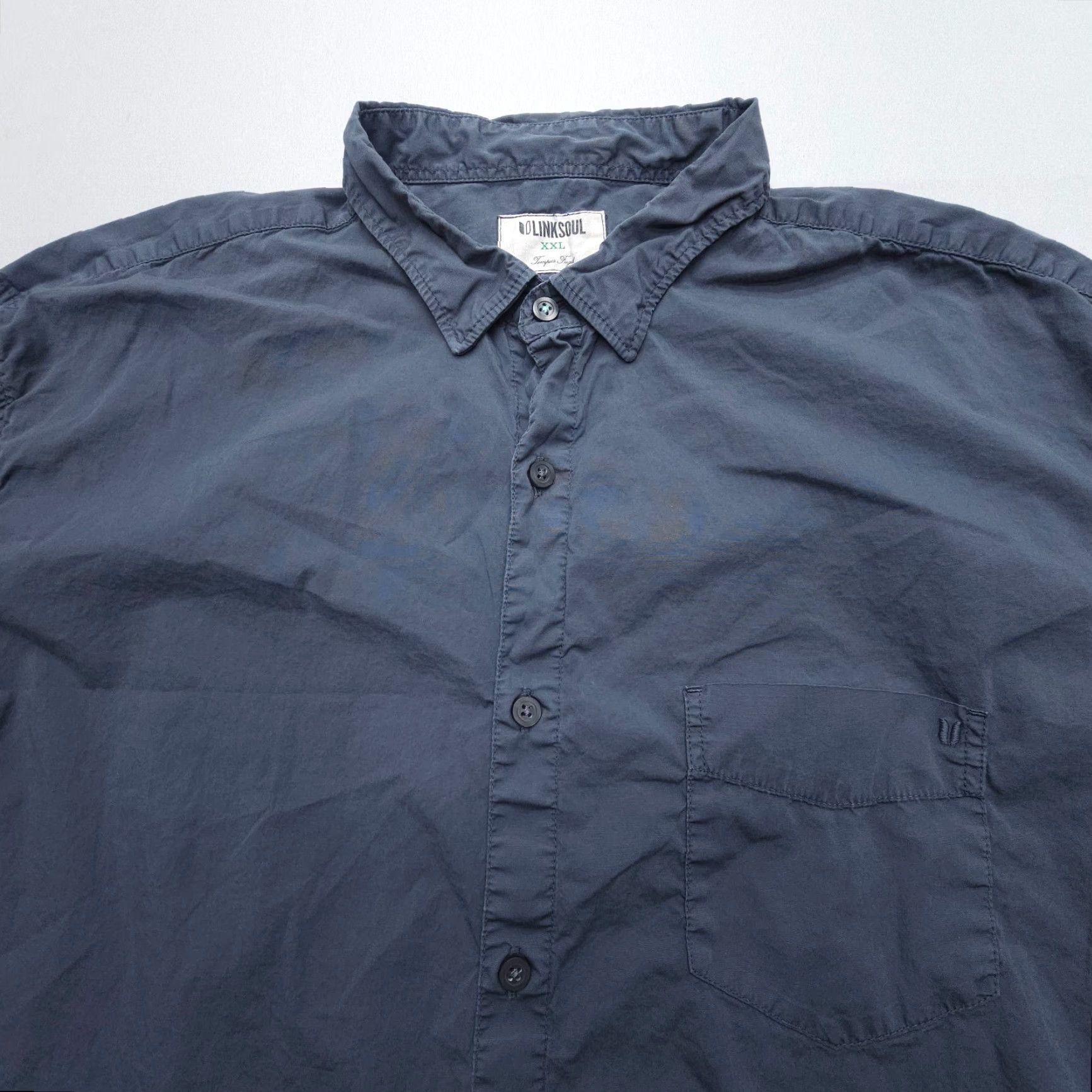 Vintage Linksoul Short Sleeve Shirt Mens 2XL Gray Cotton Stretch Button-Up Collared Casual Size US XXL / EU 58 / 5 - 3 Thumbnail