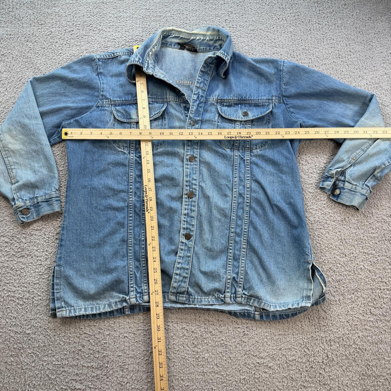 Other Vintage 90s Denim Shirt Jacket Faded ICrew JCPenney Era L Size US L / EU 52-54 / 3 - 3 Thumbnail