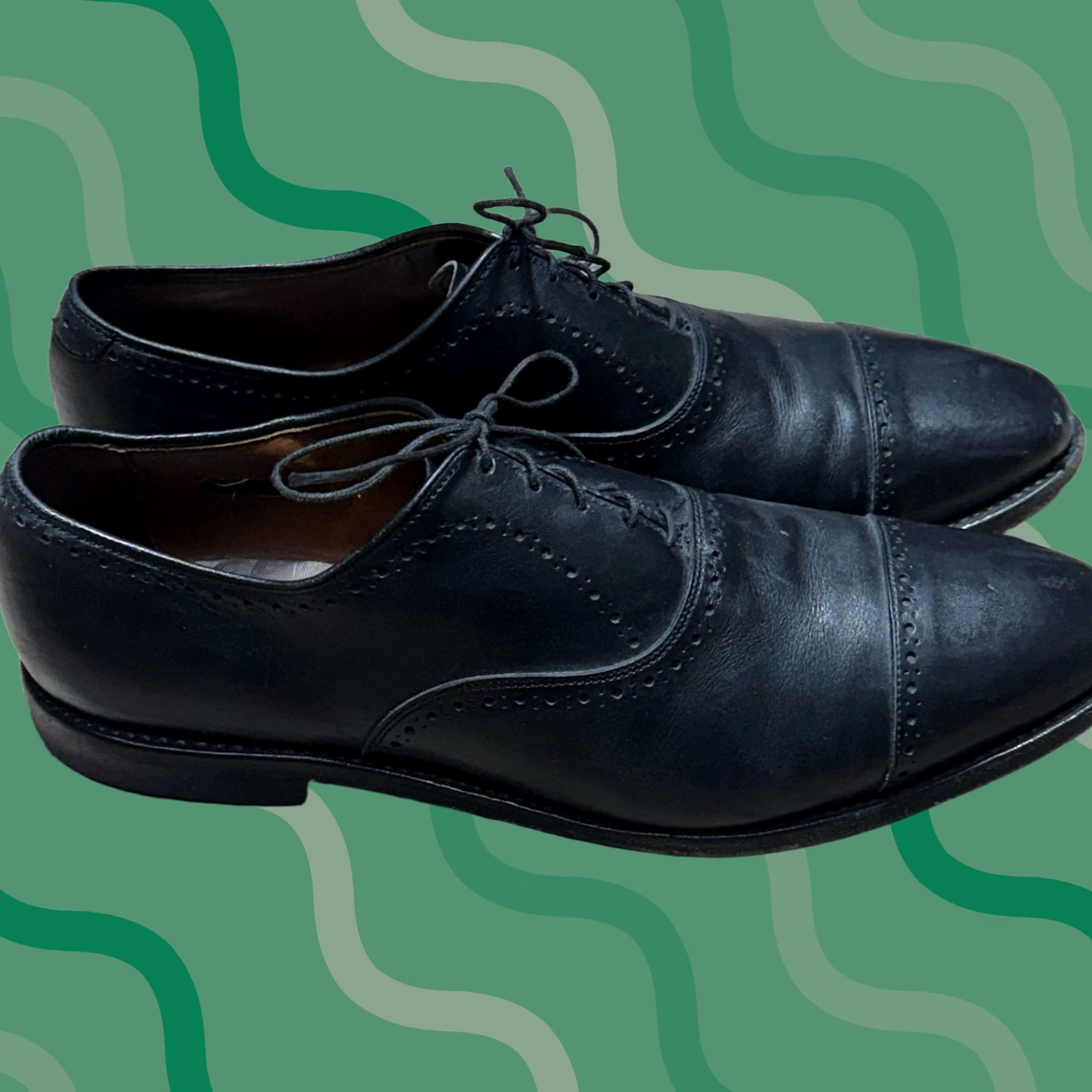 Allen Edmonds Allen Edmonds Dress Shoes Mens 13 D Black Leather Hale Derby Cap Toe Laceup 5958 Size ONE SIZE - 1 Thumbnail