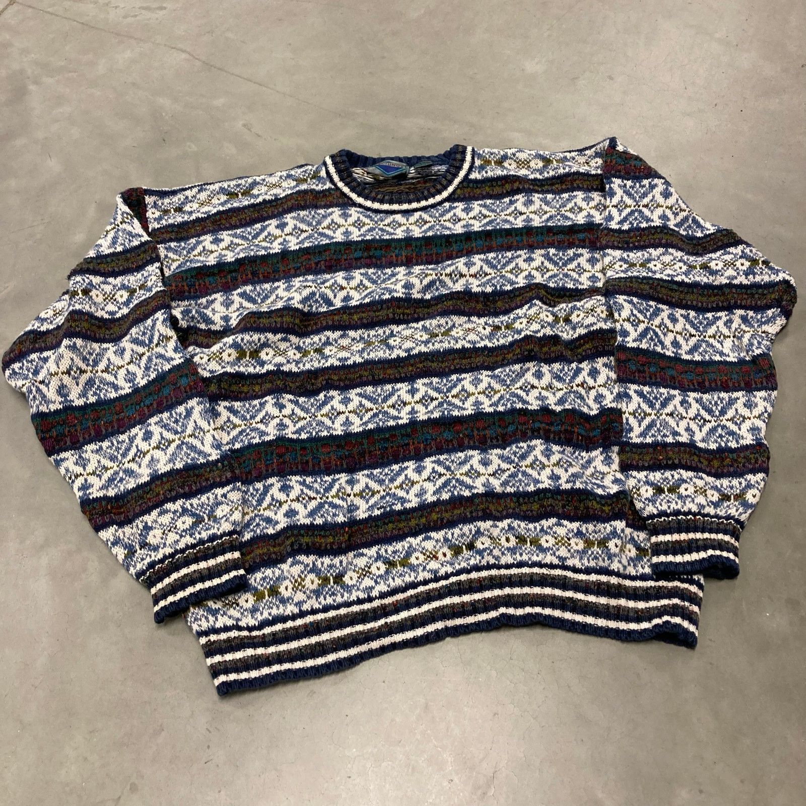 Vintage vintage etchings striped sweater Size US L / EU 52-54 / 3 - 1 Thumbnail