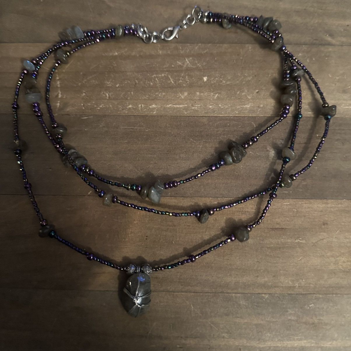 Other Multi strand purple iridescent and olive agate bead necklace Size ONE SIZE - 5 Thumbnail