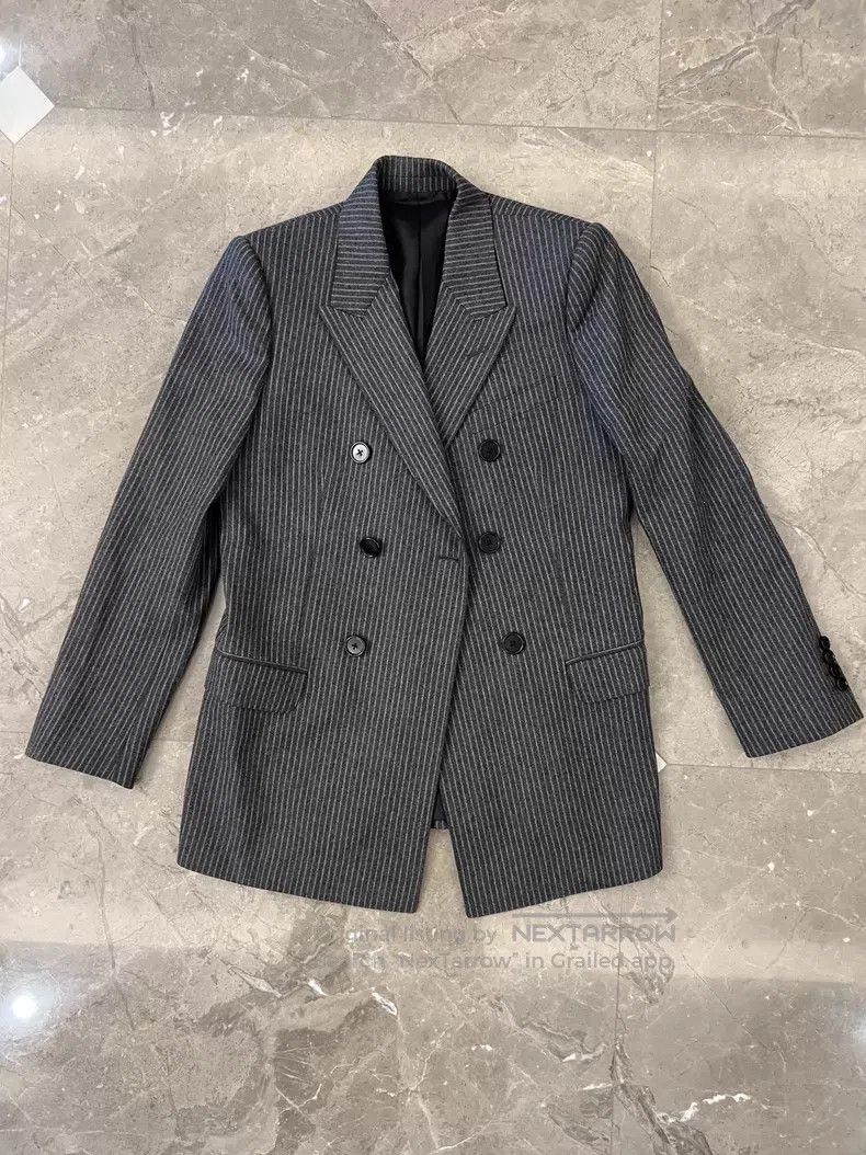 Celine CELINE Grey Striped 100% Pure Wool Blazer Size XS / US 0-2 / IT 36-38 - 1 Thumbnail