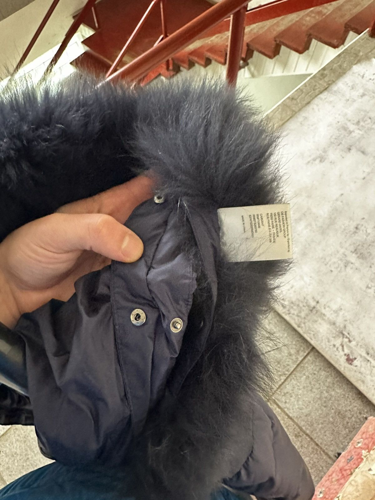 Gerard Darel Gerard Darel Paris Blue Down Jacket With Fur Hood Size 2 Size L / US 10 / IT 46 - 18 Thumbnail