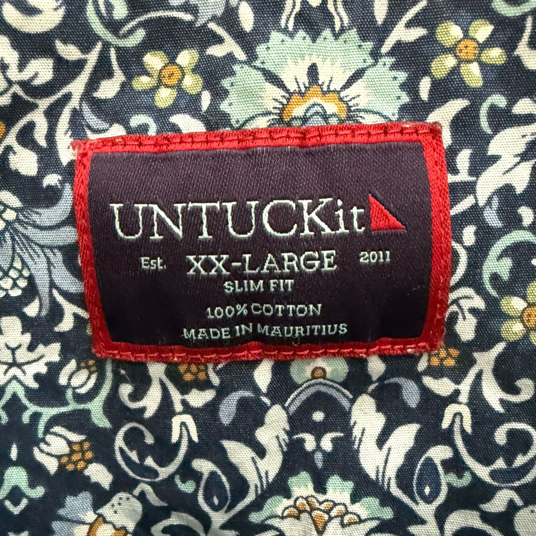 UNTUCKit UNTUCKit Shirt Men XXL 2XL Blue Floral Short Sleeve Alverdi Slim Fit 100% Cotton Size US XXL / EU 58 / 5 - 2 Thumbnail