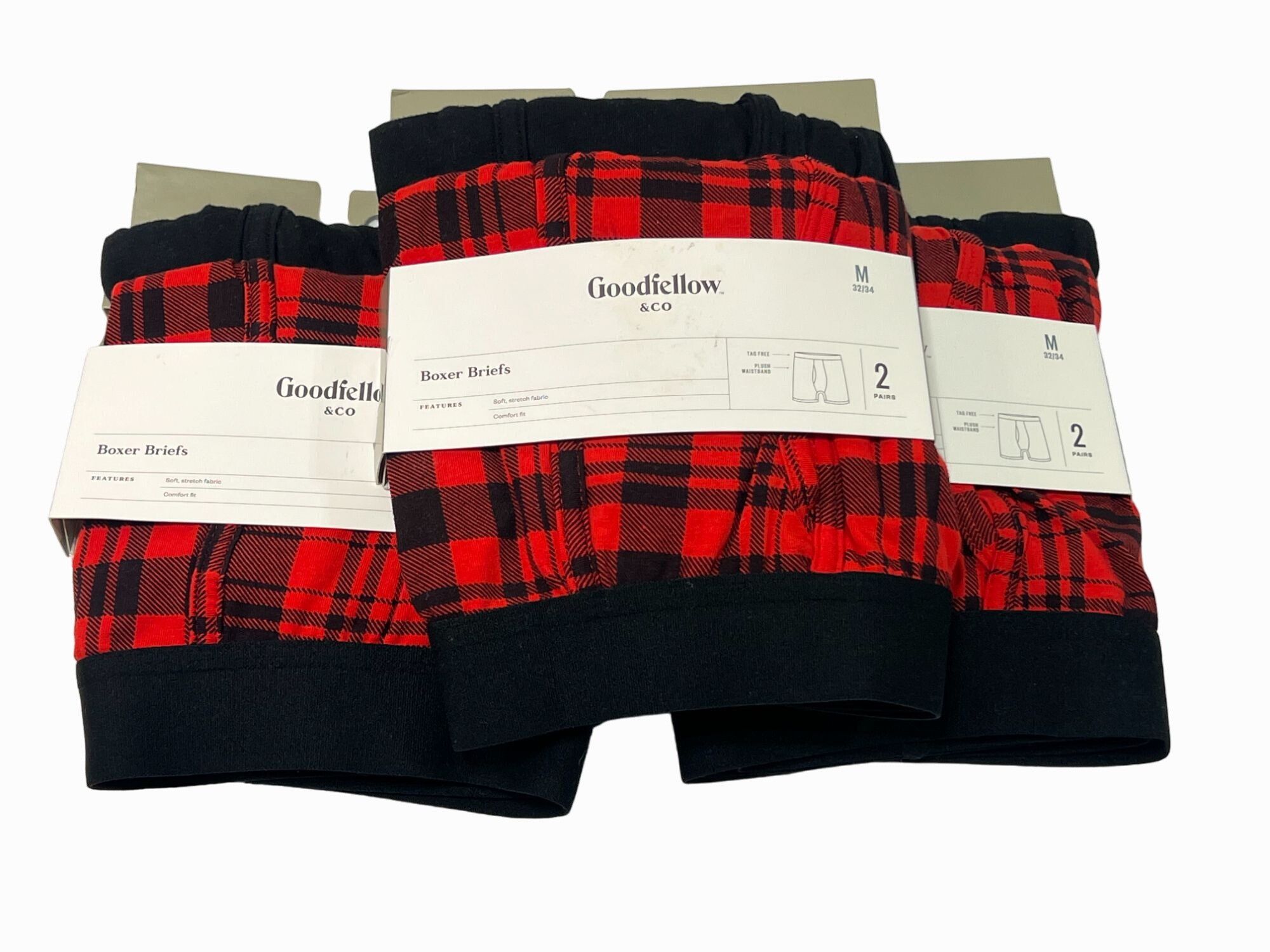 Other Goodfellow & Co- Men's Plaid Boxer Briefs- 3 Pack (6 Units)- Size ONE SIZE - 9 Thumbnail