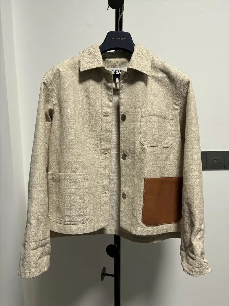 Loewe LOEWE Beige printed leather coat Size S / US 4 / IT 40 - 1 Thumbnail