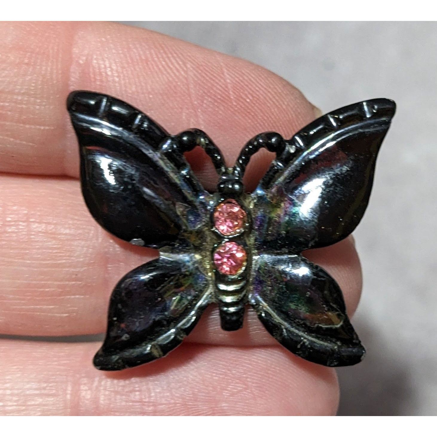 Other Whimsygoth Butterfly Oil Slick Pink Rhinestone Brooch Size ONE SIZE - 5 Thumbnail