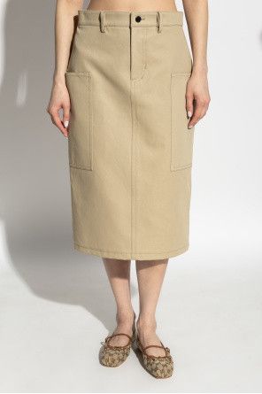 Gucci o1la5ras0526 Embossed Mid-Length Cotton Drill Skirt in Beige Size 27" / US 4 / IT 40 - 3 Thumbnail