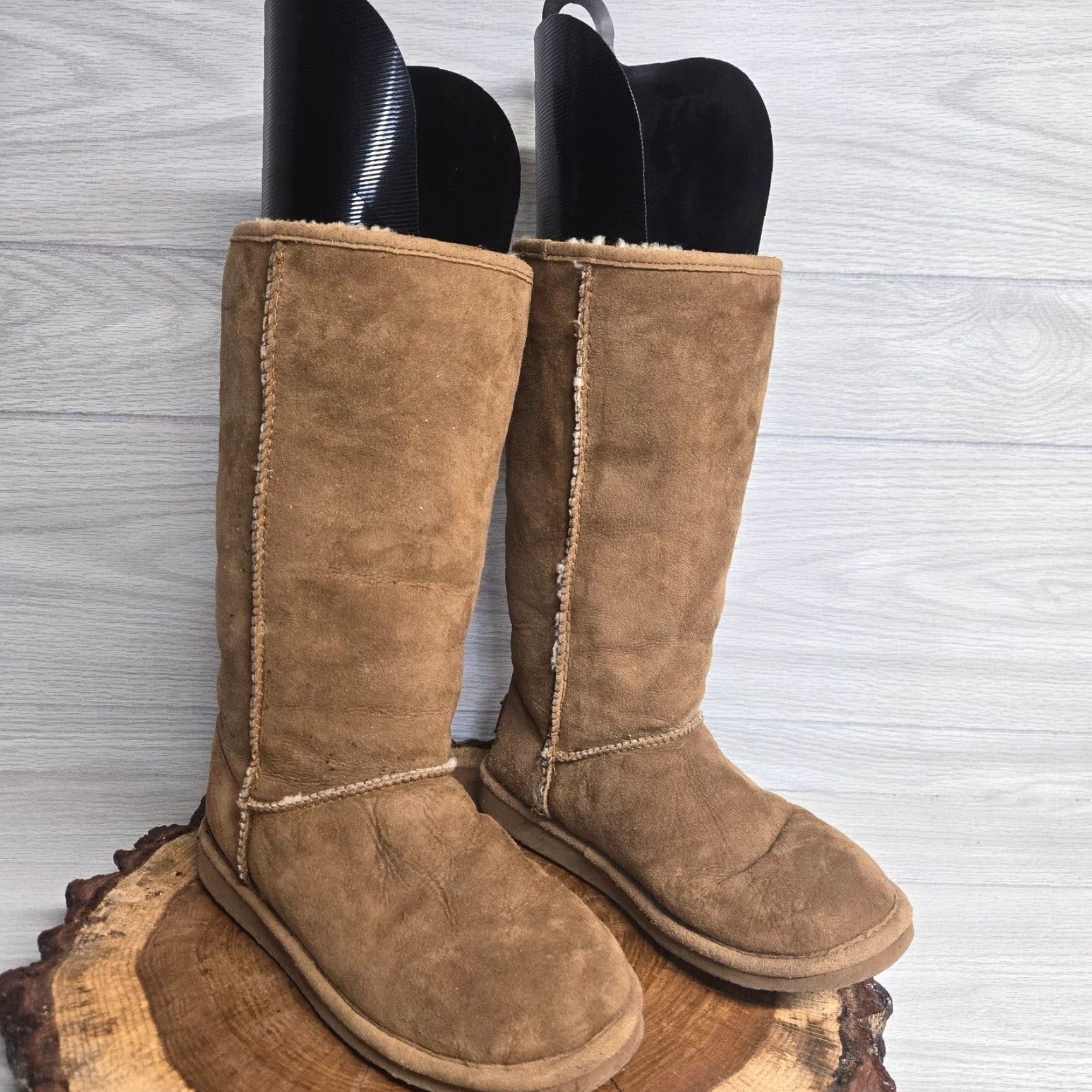 Vintage L.L. Bean Boots Brown Suede Pull On Fleece Lined Winter Ankle Sherpa Women's 7M Boots Women Brown Suede Wool Lined Winter Snow Boot 7M Size M / US 6-8 / IT 42-44 - 2 Thumbnail