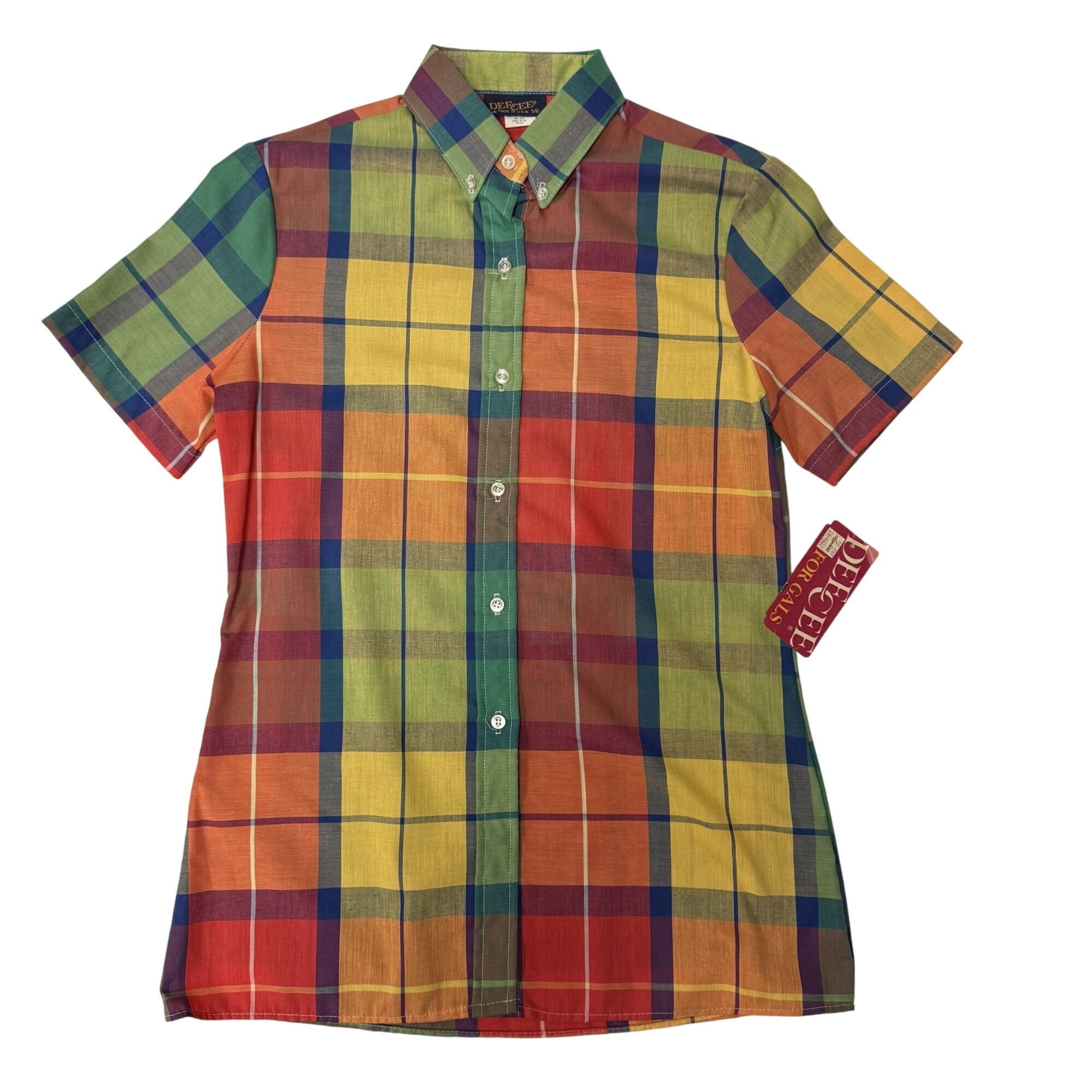 Other NOS NWT Vintage 80's Dee Cee USA Rainbow Spring PLAID Shirt Size S / US 4 / IT 40 - 1 Thumbnail